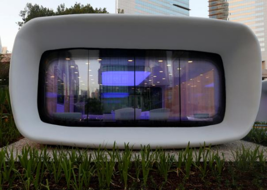 The 3D printed office building.