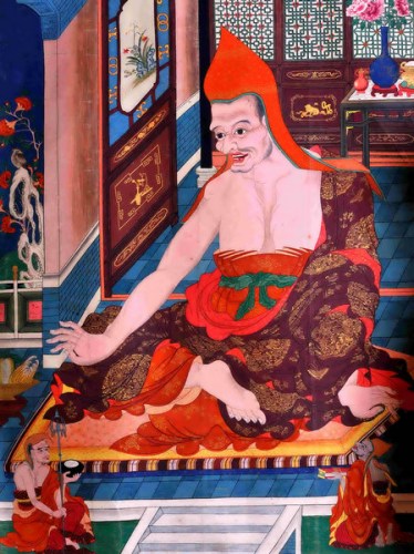 Athangka painting by legendary Tibetan painter Namkhagyan is among exhibits at the ongoing Beijing show. (Photo provided to China Daily)