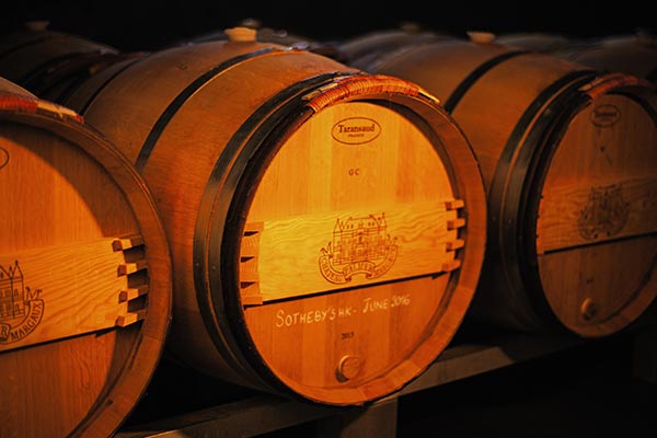 A barrel of the yet-to-be released 2015 vintage is a special feature of the Chateau Palmer auction on June 4. (Photo provided to China Daily)
