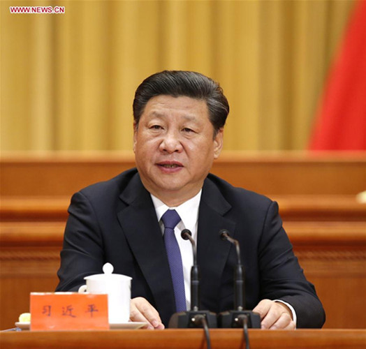 Chinese President Xi Jinping addresses an event conflating the national conference on science and technology, the biennial conference of the country's two top think tanks, the Chinese Academy of Sciences and Chinese Academy of Engineering, and the national congress of the China Association for Science and Technology, in Beijing, capital of China, May 30, 2016. (Xinhua/Ju Peng)
