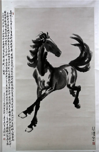 A duplication of Xu Beihong's horse painting. (Photo by Feng Yongbin/China Daily)
