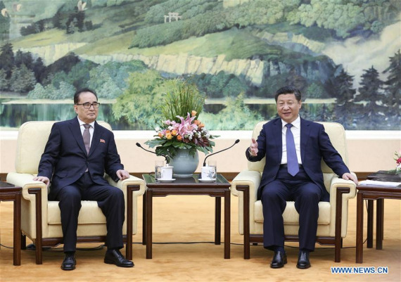 Chinese President Xi Jinping (R), meets with a visiting delegation of the Workers' Party of Korea (WPK) from the Democratic People's Republic of Korea (DPRK) led by Ri Su Yong, in Beijing, capital of China, June 1, 2016. (Photo: Xinhua/Pang Xinglei)