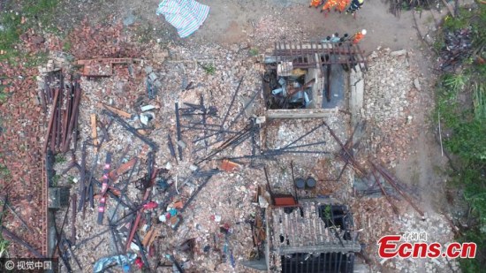 Buildings have been damaged by tornado at a village in Wenchang City, South Chinas Hainan Province, June 5, 2016. One person died and eleven were injured in the tornado. (Photo/CFP)