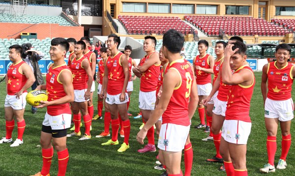 Team China players during a previous visit to the Adelaide Oval in South Australia, in 2014. ��Photo provided to chinadaily.com.cn��