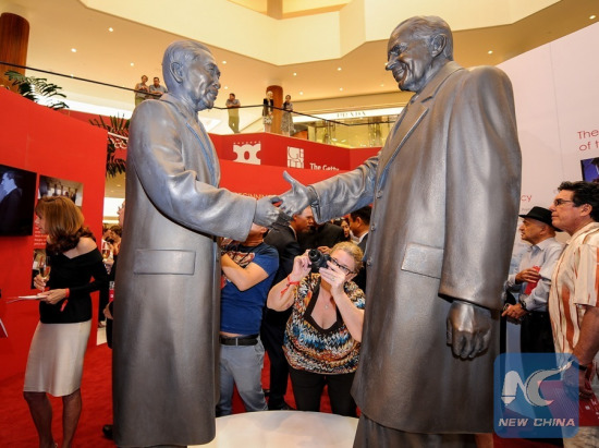 The Week That Changed the World: Nixon, China and the Arts, will be on display from June 24 to August 18, 2016, at South Coast Plaza in Costa Mesa, California, the United States. (Xinhua/Zhang Chaoqun)