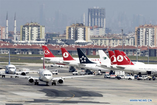 File photo taken on Feb. 1, 2016 shows the Ataturk Airport in Istanbul, Turkey. Two explosions hit the Ataturk Airport in Istanbul on Tuesday evening, with gunfire heard and injuries reported, CNNTurk said. (Xinhua/Cihan)