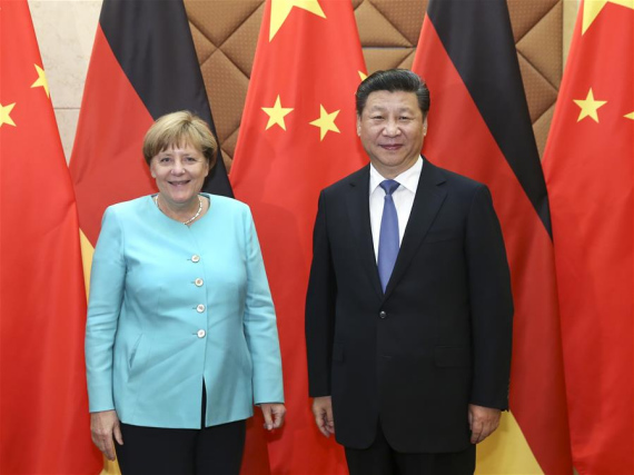 Chinese President Xi Jinping (R) meets with German Chancellor Angela Merkel in Beijing, capital of China, June 13, 2016. (Photo: Xinhua/Pang Xinglei)