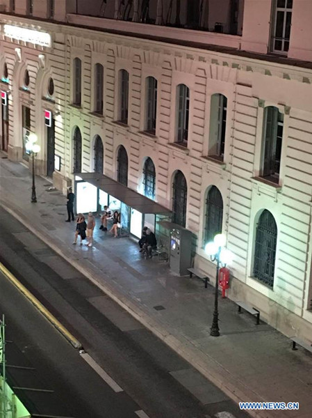 Photo taken on July 14, 2016 shows the street view which is some 300 meters away from Promenade des Anglais in Nice, France. A truck rammed into crowd in Nice, southern France, killing dozens and injuring around 100, local media reported. (Xinhua/Hu Renai)