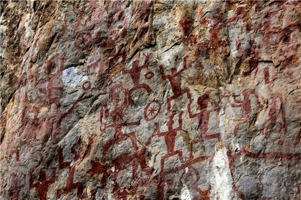 Zuojiang Huashan rock painting in Guangxi, July 15, 2016.