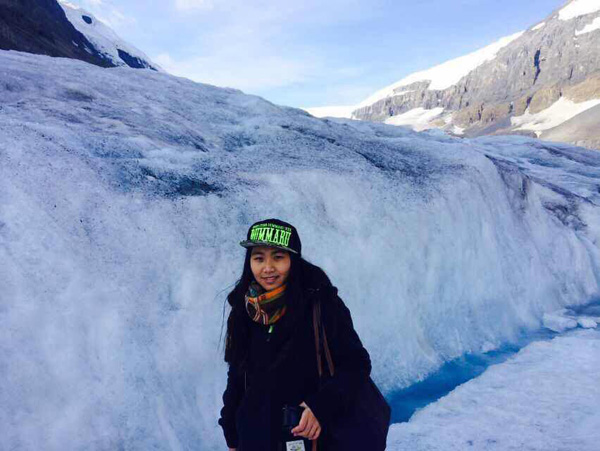 Hu Rujia on the Rocky Mountains in Canada, August 2014. (Photo provided to chinadaily.com.cn)