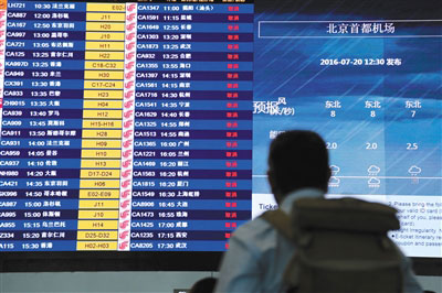 A file photo shows flights are canceled at an airport in Beijing. (Photo/Xinhua)