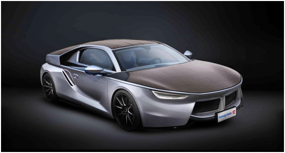 The Hanergy Solar R is a sports car with thin-film solar cells placed on its hood, roof and side panels. (Photo provided to chinadaily.com.cn)