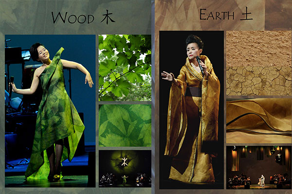 Gong Linna's stage costumes designed by Kathrin von Rechenberg include gowns representing wood and earth. (Photo provided to chinadaily.com.cn)