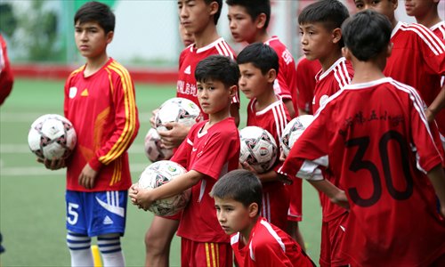 Students at Wuxiao train at their school in Urumqi, the Xinjiang Uyghur Autonomous Region. (Photo: Cui Meng/GT)