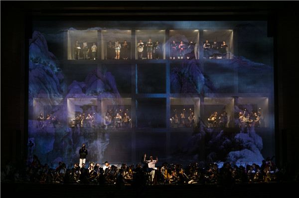 The show Looking for Du Fu has a unique stage presentation��musicians perform in boxes. (Photo provided to China Daily)