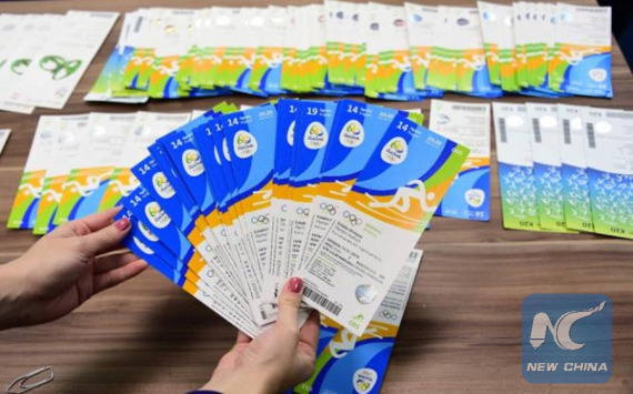 Tickets of the Rio 2016 Olympic Games seized by Rio police. (Photo/Xinhua)