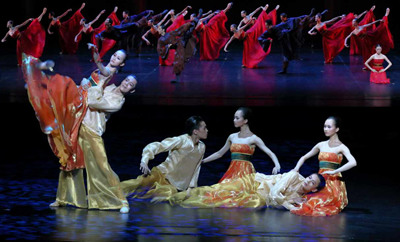 Ballet Echoes Of Eternity, choreographed by Patrick de Bana and inspired by Bai Juyi's ancient Chinese poem Song of Everlasting Sorrow, is staged in London. (Photo/fmprc.gov.cn)