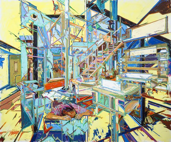 Oil painting Forgotten Vacancy by You Jin is among the exhibits at his upcoming solo show The View of Heterotopos at the Alternative Space Loop gallery in Seoul. [Photo provided to China Daily]