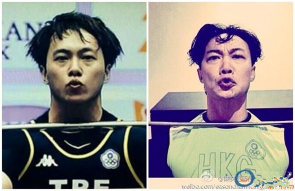 Taiwan weight lifter Lin Ziqi (left) and Hong Kong singer Eason Chan. (File Photo)