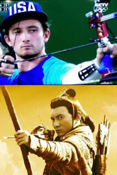 US archer Zach Garret (up) and Taiwan singer Nicky Wu. (File Photo)