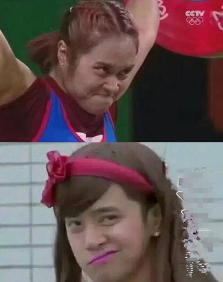 Thailand weight lifter Sopita Tanasan (up) and Taiwan singer Show Lo. (File Photo)