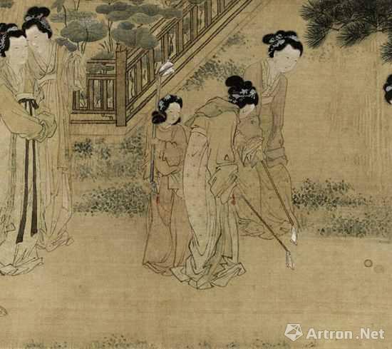 Ming Dynasty painter Du Jin's painting portrays women playing Chuiwan in court. (Photo/Artron.net)