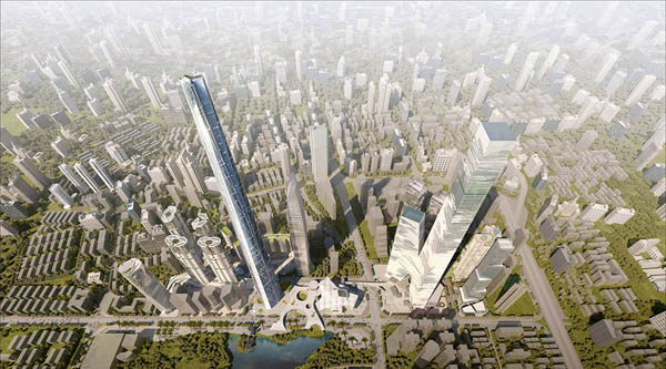 An undated design sketch of H700 Shenzhen Tower. (Photo from Shenzhen's Luohu urban renewal planning website)