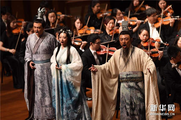 Actors perform selections from opera Du Fu in Beijing, Sept 7, 2016. (Photo/Xinhua)