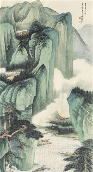 Zhang Daqian's Spring Clouds Amid Autumn Landscape will go under the hammer on Oct 4. (Photo provided to China Daily)