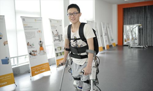 China's first robot exoskeleton, AIDER. (File photo/people.cn)