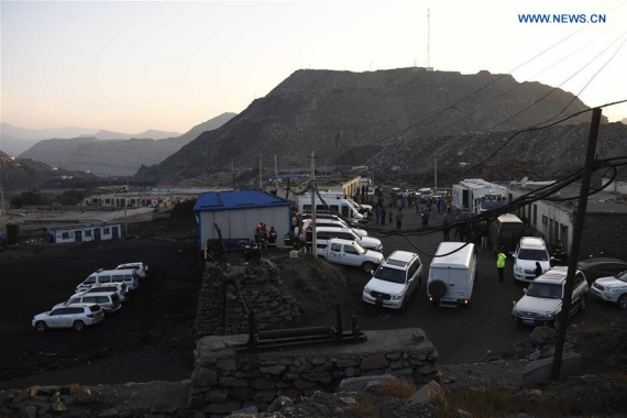 Photo taken on Sept. 27, 2016 shows the accident site of a gas explosion which occured in a coal mine in Shizuishan, northwest China's Ningxia Hui Autonomous Region. (Photo: Xinhua/Wang Peng)