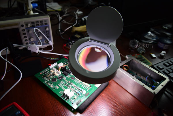 The photo shows a circuit board of Diao's new innovation, fire extinguishing and explosion proof intelligent robot (system), at his office in Fushun, Northeast China's Liaoning province, Sept 27, 2016. (Photo by Wu Yan/chinadaily.com.cn)