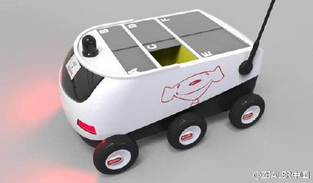 A driverless delivery vehicle launched by JD.com. (Photo from Sina Weibo)