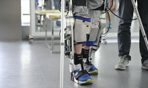 China's first robot exoskeleton, AIDER. (File photo/people.cn)