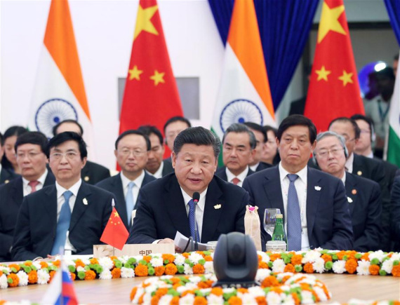 Chinese President Xi Jinping speaks at the eighth BRICS (Brazil, Russia, India, China and South Africa) summit in the western Indian state of Goa, Oct. 16, 2016. (Photo: Xinhua/Yao Dawei)