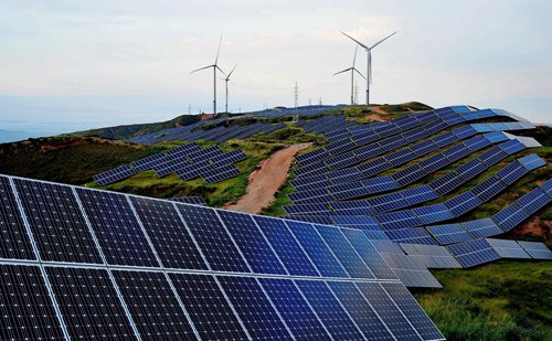 Photovoltaic and wind power plants generate electricity in Zhangjiakou, North China's Hebei Province. Seizing the opportunity offered by the Beijing 2022 Winter Olympic Games, Zhangjiakou has accelerated the construction of power plants that use renewable energy sources. (Photo/Xinhua)