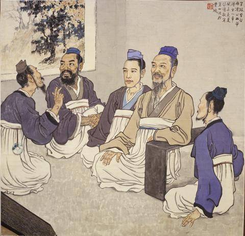 Portrait of Confucius teaching and discussing with his students. (File photo)