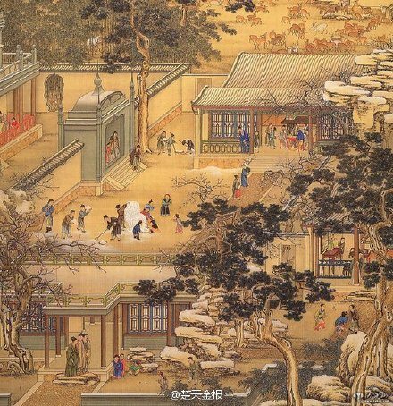 The painting portrays a neighborhood in ancient China. (Photo/Weibo.com)