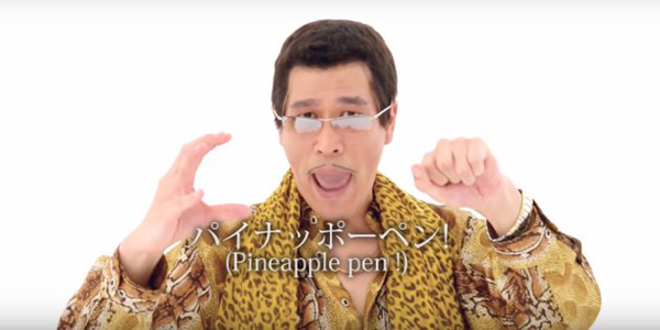 Japanese DJ Piko-Taro performs the song Pen-Pineapple-Apple-Pen on the music video. (Photo/Weibo)
