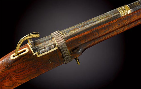 A detail of the imperial matchlock musket owned by Emperor Qianlong. (Photo/sothebys.com)