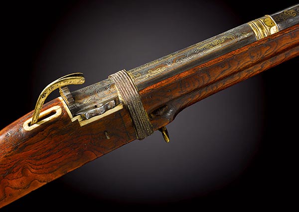 A detail of the imperial matchlock musket owned by Emperor Qianlong. (Photo/sothebys.com)