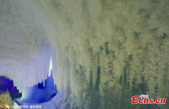 Located 50 kilometers west of Ningwu county, north China's Shanxi province, Luyashan ice cave was formed in the glacial epoch in the quaternary period three million years ago.   (Photo/IC)