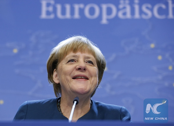 German Chancellor Angela Merkel attends a press conference after the second-day's meeting of EU Summit in Brussels, Belgium, Oct. 21, 2016. (Xinhua/Ye Pingfan)