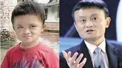 A combo photo shows Fan Xiaoqin (Mini Jack Ma, L) looks much like the founder of Alibaba Group Jack Ma. (Photo/Chongqing Morning Post)