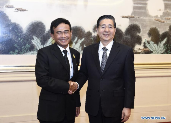 Chinese State Councilor Guo Shengkun (R), also Chinese Public Security Minister, meets with Thailand's Justice Minister Paiboon Khumchaya in Beijing, capital of China, Nov. 24, 2016. (Photo: Xinhua/Yan Yan)