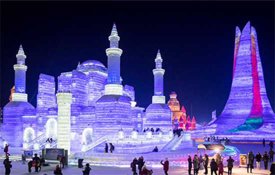 Ice structures in Harbin's Ice and Snow World.(Photo provided to China Daily)
