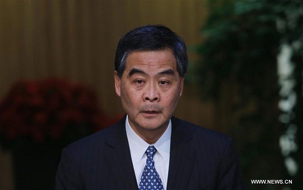 China's Hong Kong Chief Executive Leung Chun-ying attends a press conference in Hong Kong, south China, Dec. 9, 2016. Leung Chun-ying announced on Friday that he will not seek re-election in 2017 due to family reasons. (Xinhua/Lui Siu Wai)