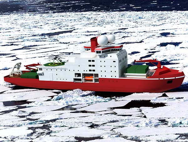 An artist's rendering of the first polar icebreaker that will be built entirely in China. (Photo/Xinhua)