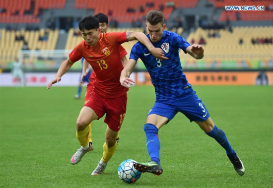 China pulled it even at the 89th minute and went on to beat Croatia in penalty shootout on Saturday, finishing third at the 2017 Gree China Cup International Football Championship which also features Chile and Iceland. (Xinhua)