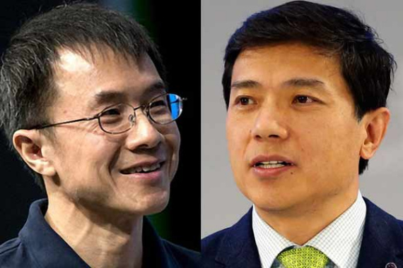 Lu Qi (left), president and chief operating officer of Baidu Inc and Robin Li, chairman of Baidu Inc. (Photo/China Daily)